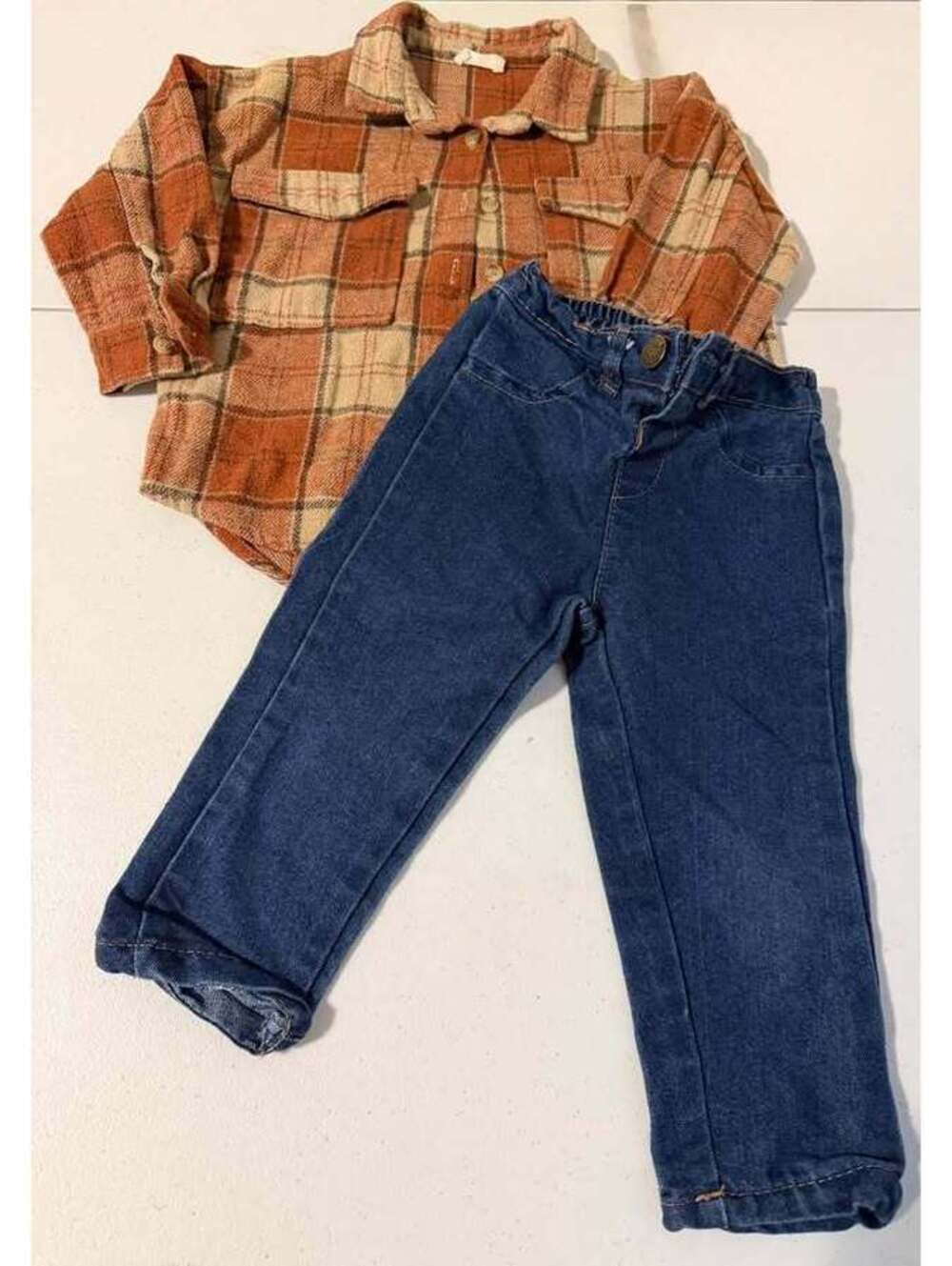 American Hawk 2T Flannel Shirt and Jeans Set